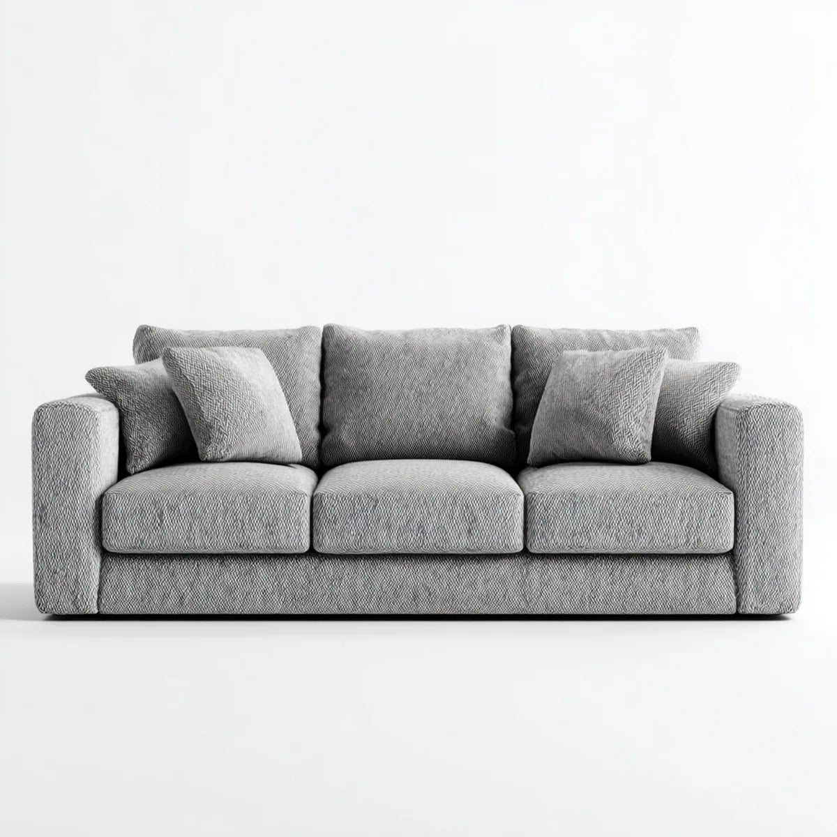 Divano tre posti grigio in poliestere bouclé rettangolare 230 x 95 x 85 cm