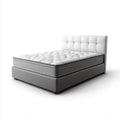 Letto matrimoniale imbottito con materasso grigio e bianco 160 x 200 cm in PU rettangolare