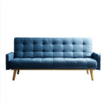 Divano letto 3 posti blu in poliestere con gambe in legno massello 180 x 81 x 83 cm
