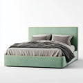 Letto matrimoniale imbottito verde 160 x 200 cm in velluto di poliestere rettangolare