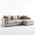 Divano angolare 3 posti grigio chiaro con chaise longue destra 280 x 170 x 85 cm in poliestere e legno massello forma a L