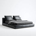 Letto matrimoniale imbottito nero in pelle PU 180 x 200 cm rettangolare