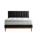 Letto matrimoniale in ecopelle PU nera 160 x 200 cm con testiera imbottita rettangolare