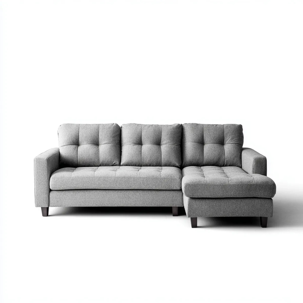 Divano angolare 3 posti grigio in poliestere con chaise longue destra 230 x 145 x 88 cm