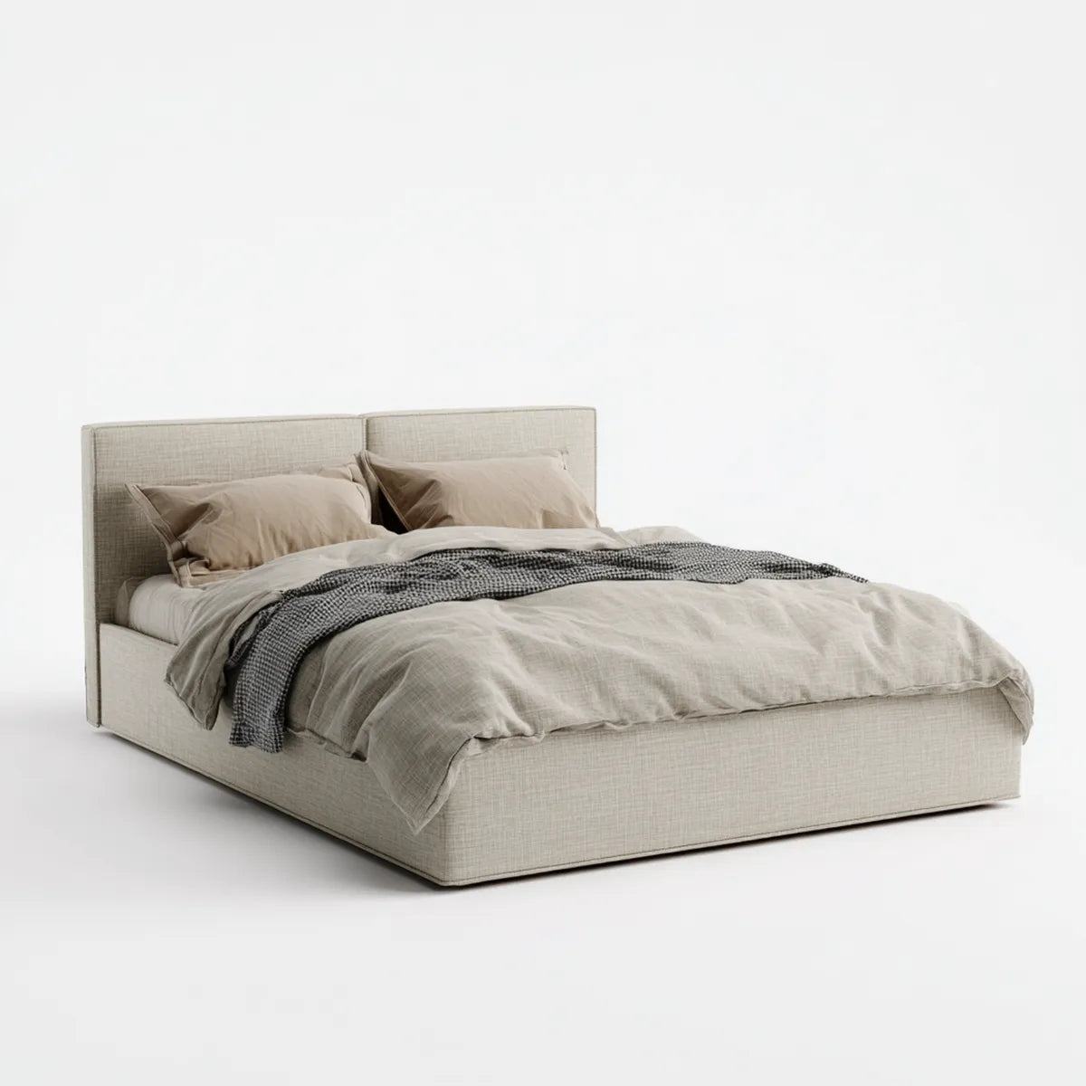 Letto matrimoniale imbottito beige 160 x 200 cm in poliestere rettangolare
