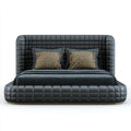 Letto matrimoniale imbottito nero in pelle PU 160 x 200 cm rettangolare