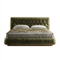 Letto matrimoniale imbottito verde oliva 160 x 200 cm in velluto di poliestere rettangolare