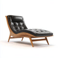 Poltrona chaise longue nera 170 x 70 x 88 cm in ecopelle PU e legno massello curva