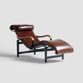Poltrona reclinabile chaise longue marrone in pelle PU con struttura in acciaio 160 x 65 x 85 cm
