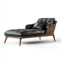 Poltrona chaise longue nera 170 x 75 x 85 cm in pelle PU con struttura in multistrato impiallacciato noce sagomata