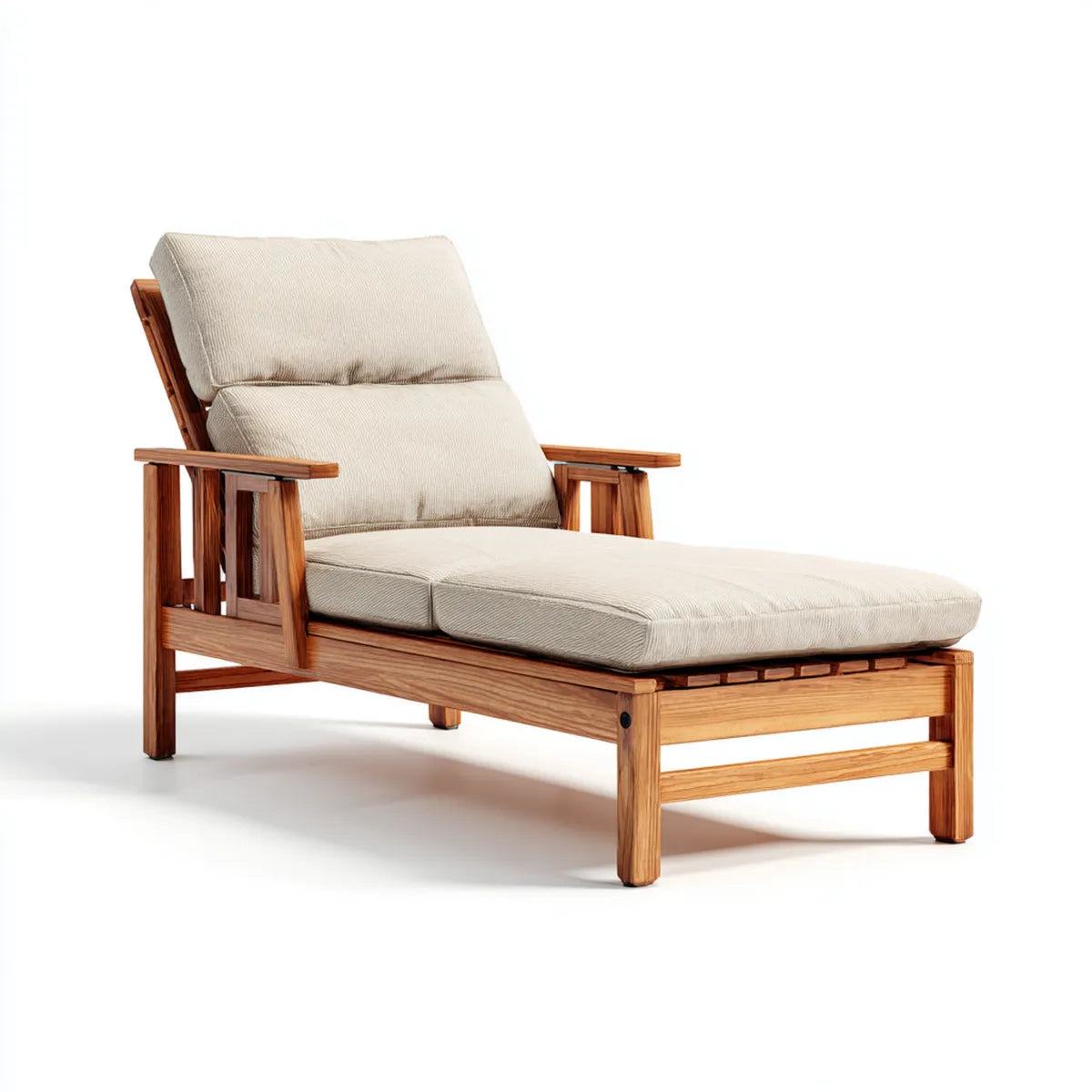 Lettino prendisole da giardino reclinabile beige 200 x 76 x 82 cm in teak massello rettangolare