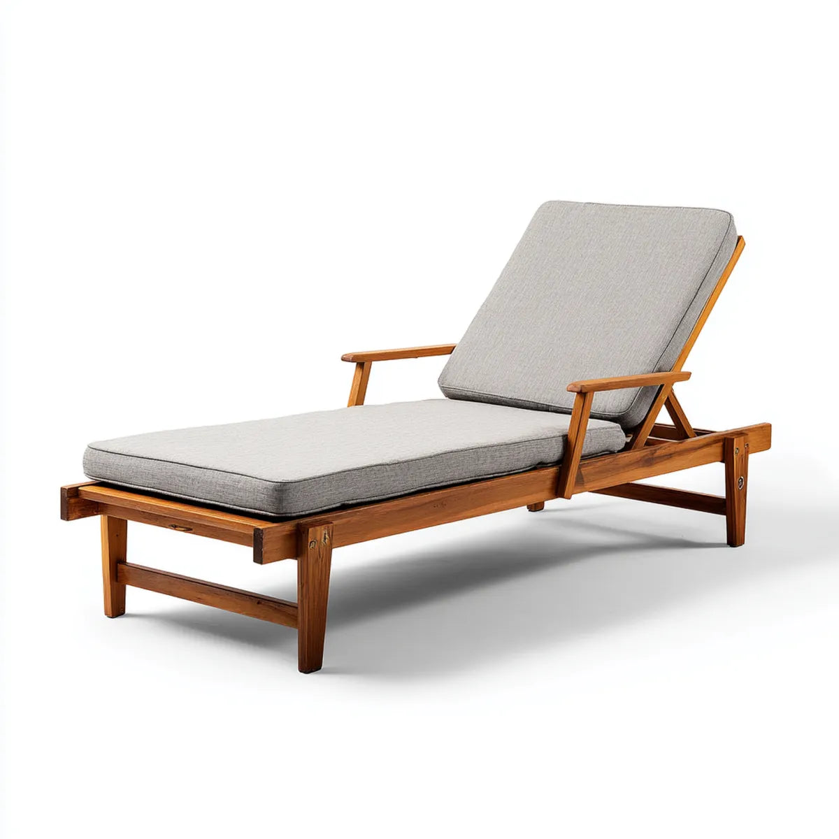 Lettino prendisole regolabile da giardino marrone e grigio in legno massello di acacia 200 x 70 x 35 cm rettangolare