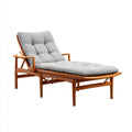 Lettino prendisole reclinabile marrone con cuscino grigio in acacia massello 200 x 68 x 85 cm