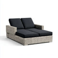 Lettino prendisole matrimoniale da giardino grigio e nero in rattan PE rettangolare 200 x 140 x 85 cm